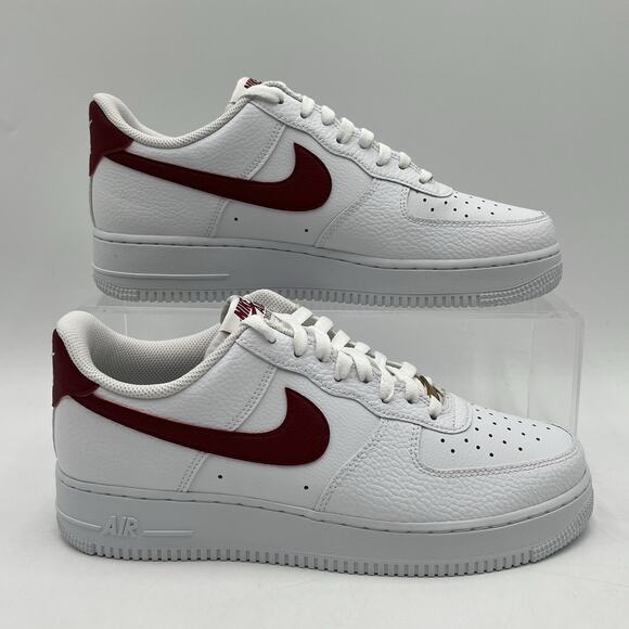 Mens Sz 13 Nike Air Force 1 White Team Red Athletic Sneakers CZ0326 100 - Picture 1 of 6